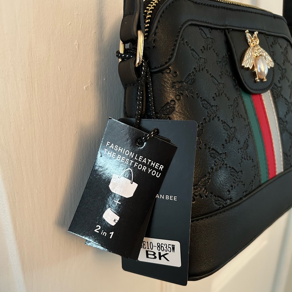 American Bee Black Crossbody bag and Wristlet Wallet - Picture 6 of 8